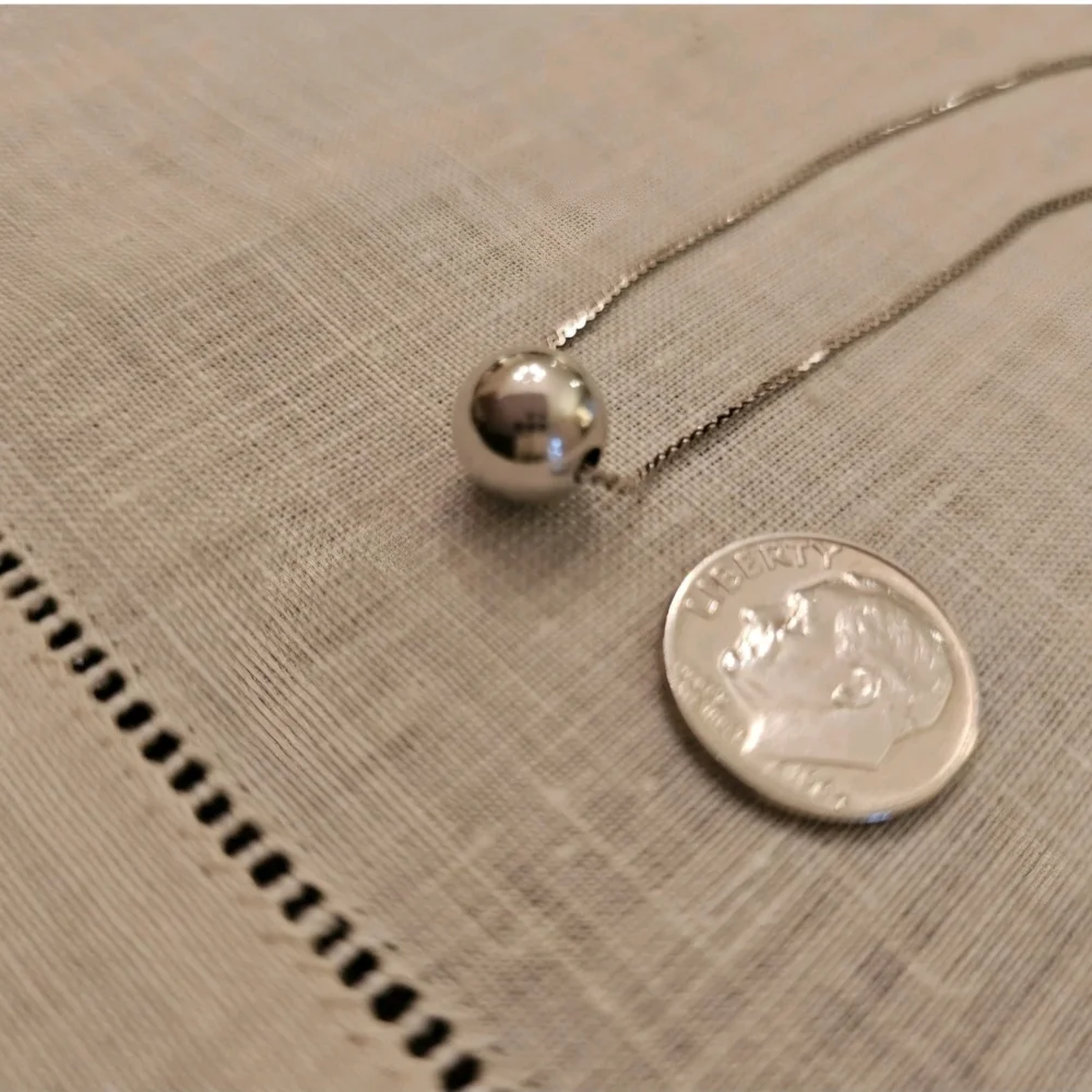 Vintage Vior Italy 925 Sterling Silver S Link Chain Slide Ball Necklace 16